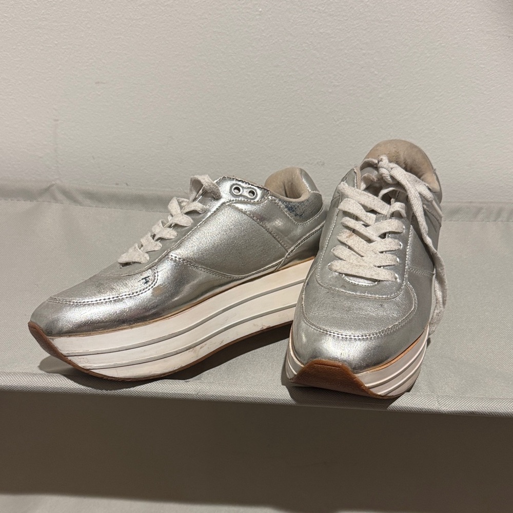 Zara Metallic Silver Women's Sneakers